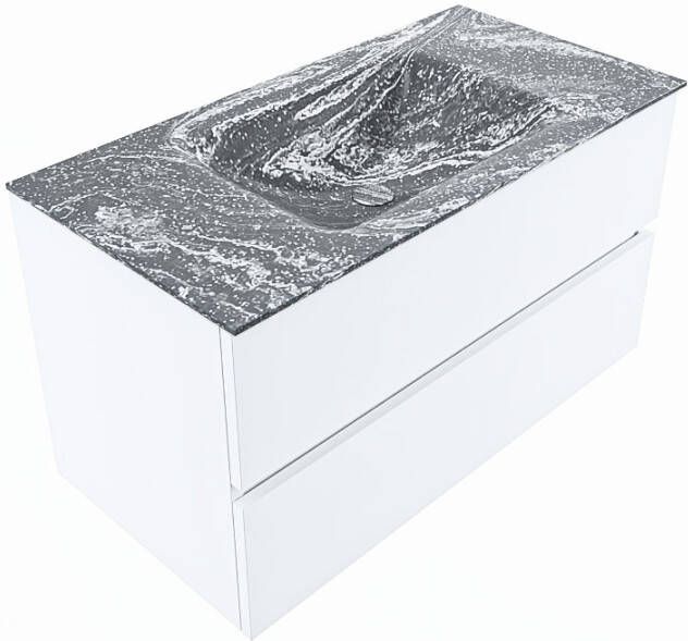 Mondiaz Vica Dlux badmeubel 90cm Talc Cloud wastafel Lava midden zonder kraangat
