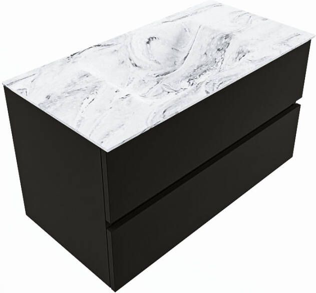 Mondiaz Vica Dlux badmeubel 90cm Urban Cloud wastafel Glace midden met 1 kraangat