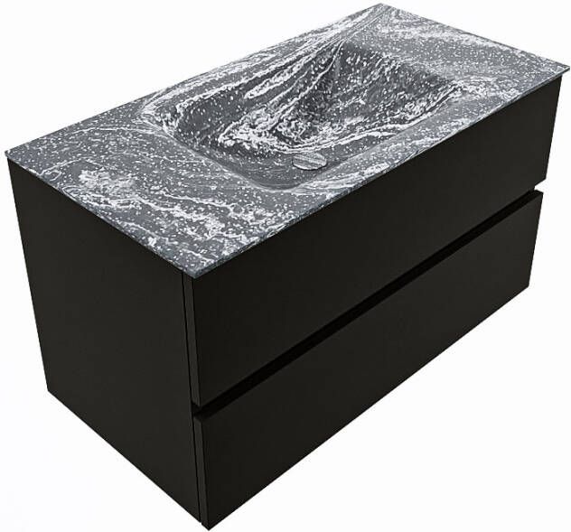 Mondiaz Vica Dlux badmeubel 90cm Urban Cloud wastafel Lava midden met 1 kraangat