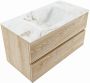 Mondiaz VICA-DLUX 90cm badmeubel onderkast Washed Oak 2 lades. Inbouw wastafel CLOUD midden 1 kraangat kleur Frappe. - Thumbnail 3