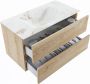 Mondiaz VICA-DLUX 90cm badmeubel onderkast Washed Oak 2 lades. Inbouw wastafel CLOUD midden 1 kraangat kleur Frappe. - Thumbnail 4