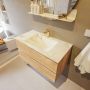 Mondiaz VICA-DLUX 90cm badmeubel onderkast Washed Oak 2 lades. Inbouw wastafel CLOUD midden 1 kraangat kleur Frappe. - Thumbnail 5