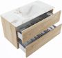 Mondiaz VICA-DLUX 90cm badmeubel onderkast Washed Oak 2 lades. Inbouw wastafel CLOUD midden zonder kraangat kleur Frappe. - Thumbnail 3