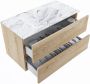 Mondiaz VICA-DLUX 90cm badmeubel onderkast Washed Oak 2 lades. Inbouw wastafel CLOUD midden zonder kraangat kleur Glace. - Thumbnail 3