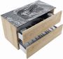 Mondiaz VICA-DLUX 90cm badmeubel onderkast Washed Oak 2 lades. Inbouw wastafel CLOUD midden 1 kraangat kleur Lava. - Thumbnail 3