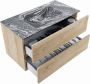 Mondiaz VICA-DLUX 90cm badmeubel onderkast Washed Oak 2 lades. Inbouw wastafel CLOUD midden zonder kraangat kleur Lava. - Thumbnail 3