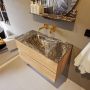 Mondiaz VICA-DLUX 90cm badmeubel onderkast Washed Oak 2 lades. Inbouw wastafel CLOUD midden zonder kraangat kleur Lava. - Thumbnail 4
