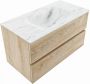 Mondiaz VICA-DLUX 90cm badmeubel onderkast Washed Oak 2 lades. Inbouw wastafel CLOUD midden 1 kraangat kleur Opalo. - Thumbnail 3