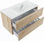 Mondiaz VICA-DLUX 90cm badmeubel onderkast Washed Oak 2 lades. Inbouw wastafel CLOUD midden 1 kraangat kleur Opalo. - Thumbnail 4