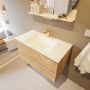 Mondiaz VICA-DLUX 90cm badmeubel onderkast Washed Oak 2 lades. Inbouw wastafel CLOUD midden 1 kraangat kleur Ostra. - Thumbnail 5