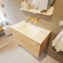 Mondiaz VICA-DLUX 90cm badmeubel onderkast Washed Oak 2 lades. Inbouw wastafel CLOUD midden zonder kraangat kleur Ostra. - Thumbnail 4