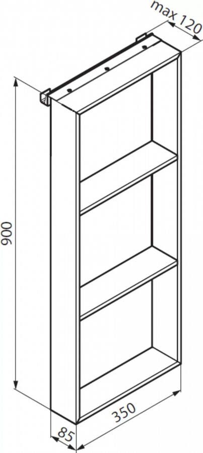 Novellini Frame planchet 3-hoog hangend 35x90cm + haak mat chroom