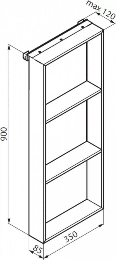 Novellini Frame planchet 3-hoog hangend 35x90cm + haak mat wit