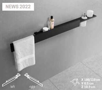 Novellini Frame planchet met front links incl. handdoekhouder 110cm mat zwart