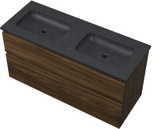 Proline Elegant badmeubel met hardsteen wastafel zonder kraangaten en onderkast a-symmetrisch Cabana oak 120x46cm (bxd)