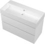 Proline Porselein Loft badmeubelset met wastafelonderkast met 2 asymmetrische lades en porseleinen wastafel zonder kraangat 100 x 73 x 46 cm mat wit - Thumbnail 2