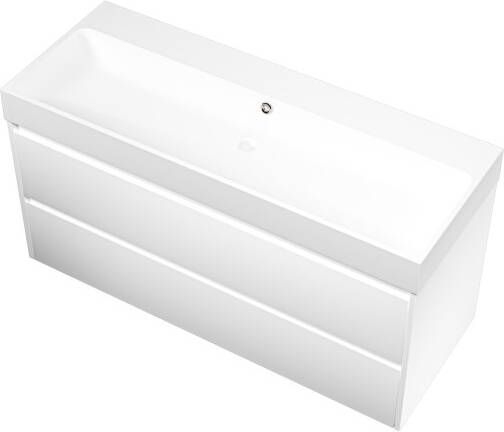 Proline Loft badmeubel met polystone wastafel zonder kraangat en onderkast symmetrisch Mat wit Mat wit 80x46cm (bxd)