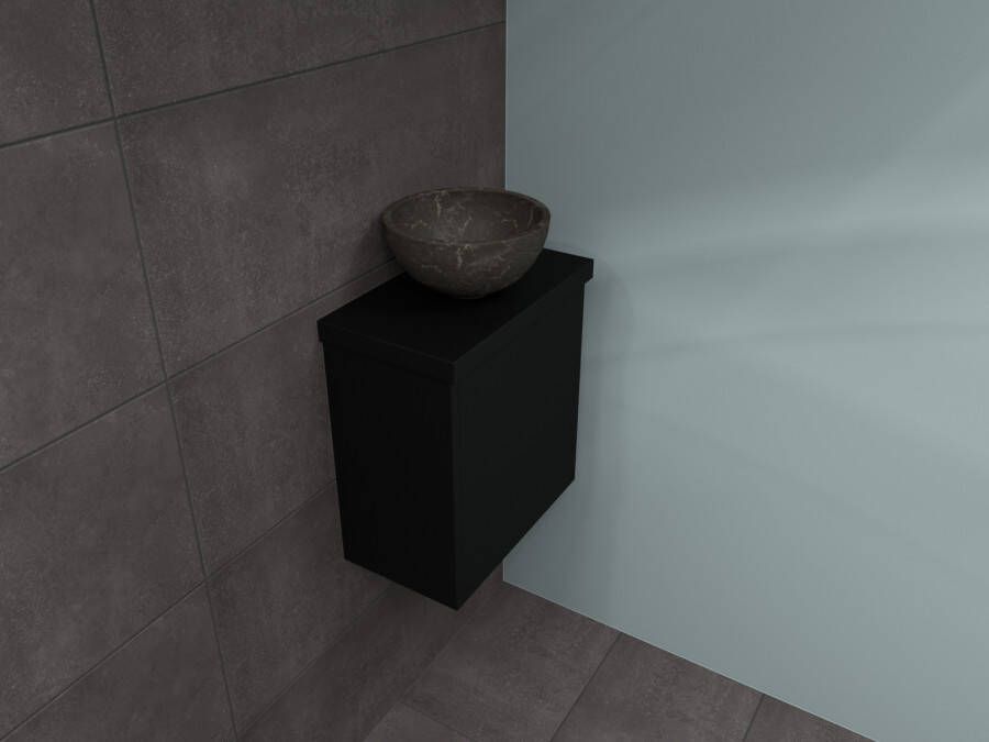 Proline Top fonteinmeubel 40cm opzetkom hardsteen mat zwart