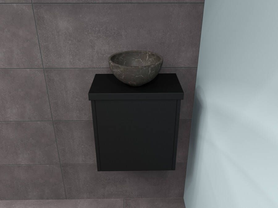 Proline Top fonteinmeubel 40cm opzetkom hardsteen mat zwart