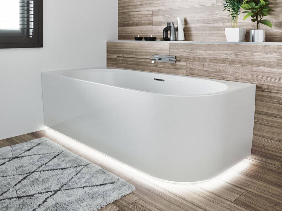 Riho Desire Corner halfvrijstaand Bad 170X77cm acryl Rechts Mat Wit LED verlichting