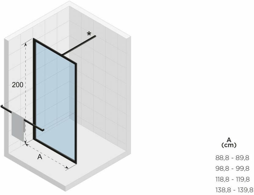 Riho Lucid 400 inloopdouche met handdoekhouder 120cm met mat wit profiel