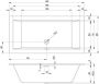 Riho Rethink Cubic inbouwbad 180x90cm acryl wit - Thumbnail 4