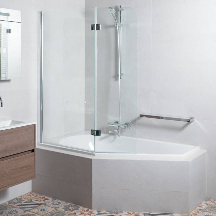 Riho Yukon inbouw hoekbad met douchegedeelte 160x90cm acryl wit rechts