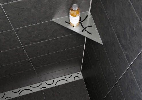 Schluter Shelf-E-S1 hoekplanchet 21x21cm Curve RVS geborsteld