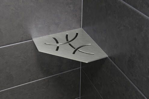 Schluter Shelf-E-S2 hoekplanchet 19 5x19 5cm Curve RVS geborsteld