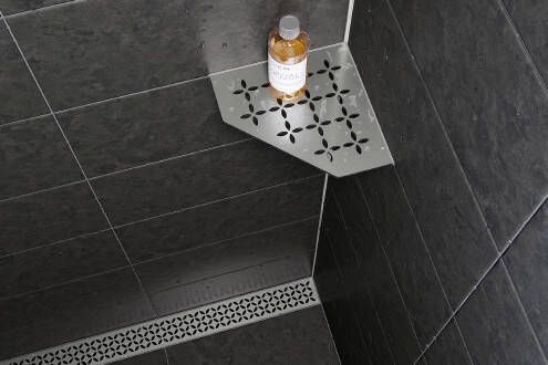 Schluter Shelf-E-S2 hoekplanchet 19 5x19 5cm Floral RVS geborsteld