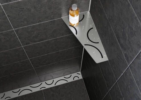 Schluter Shelf-E-S3 hoekplanchet 29 5x15 4cm Curve RVS geborsteld