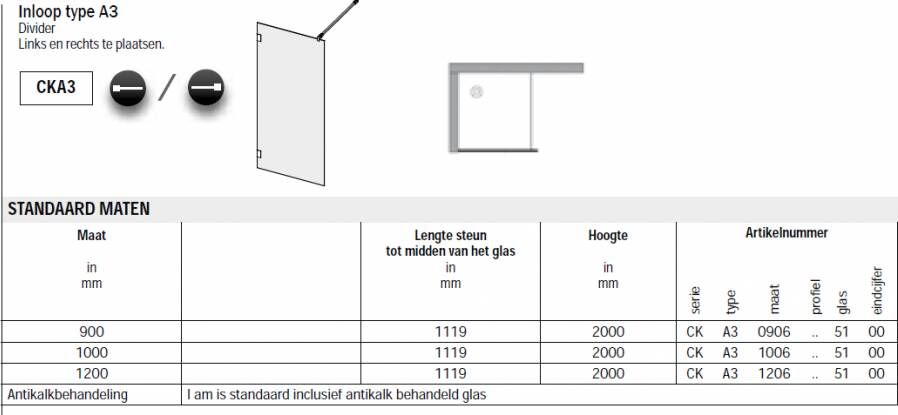 Sealskin I Am inloopdouche A3 90cm mat zwart