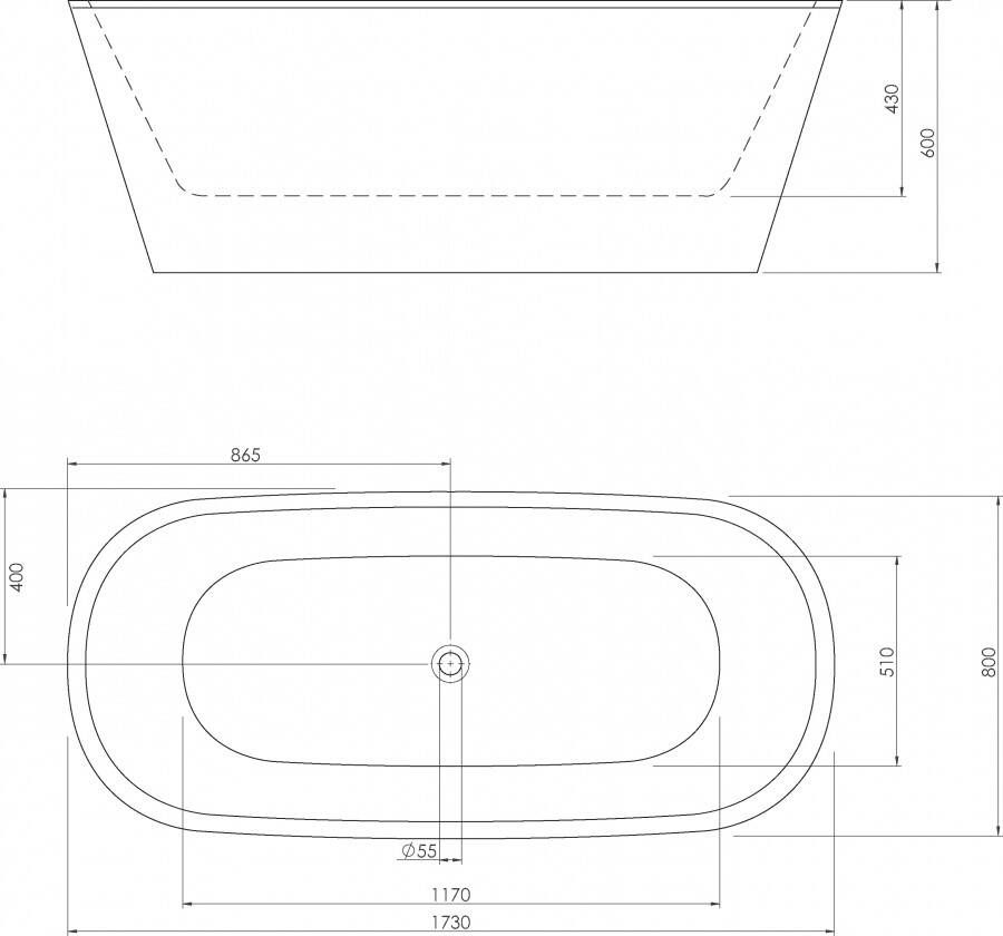 Sealskin Note Oval vrijstaand bad 173x80cm wit