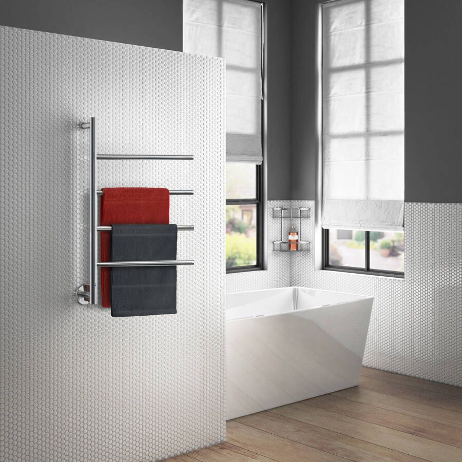 Smedbo Dry elektrische handdoekwarmer met 4 draaibare armen 77 7cm Fk717 gepolijst RVS