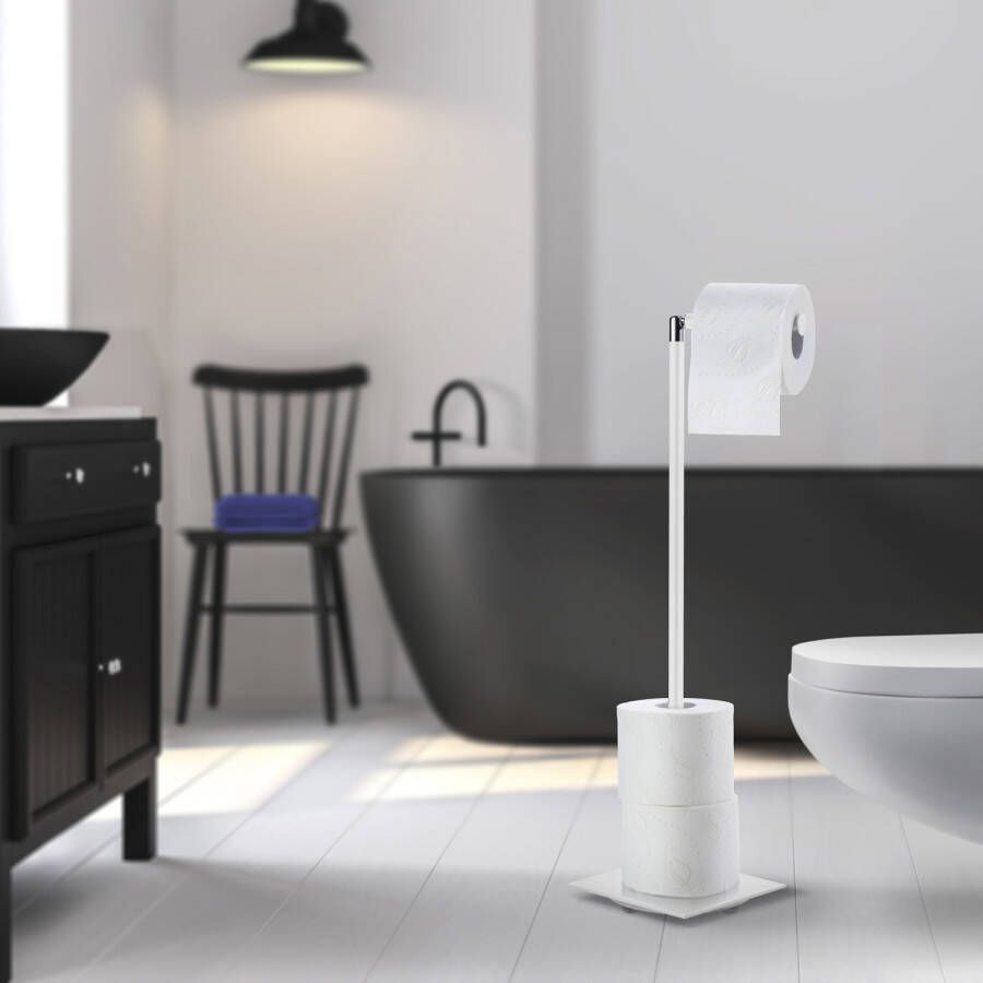 Smedbo Outline Lite toiletrolhouder met reserverolhouder vierkant wit