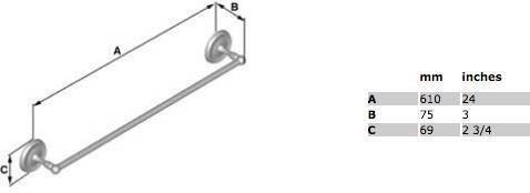 Smedbo Villa handdoekhouder 60cm messing