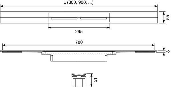 TECE drainprofile doucheprofiel zonder afvoer 100cm RVS Geborsteld RVS