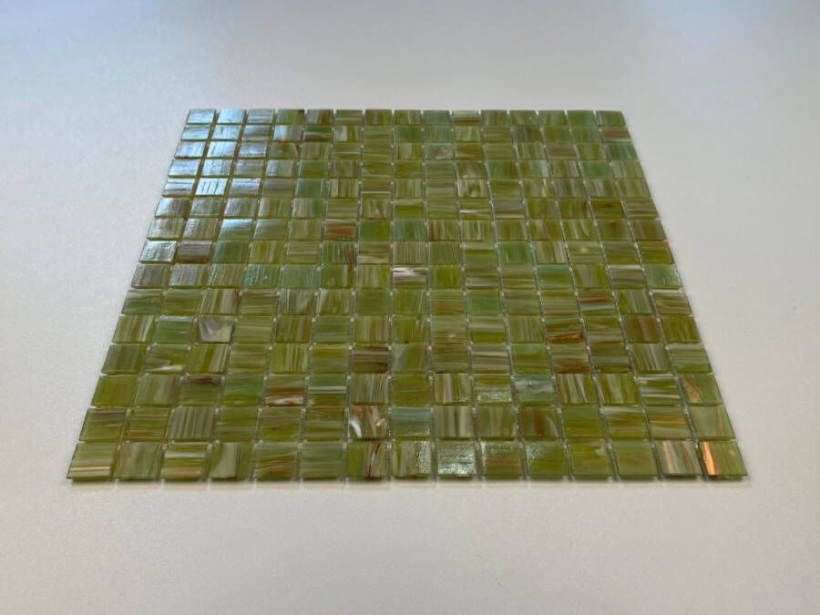 The Mosaic Factory Amsterdam Gold Glas mozaïektegel 2x2cm Light Green