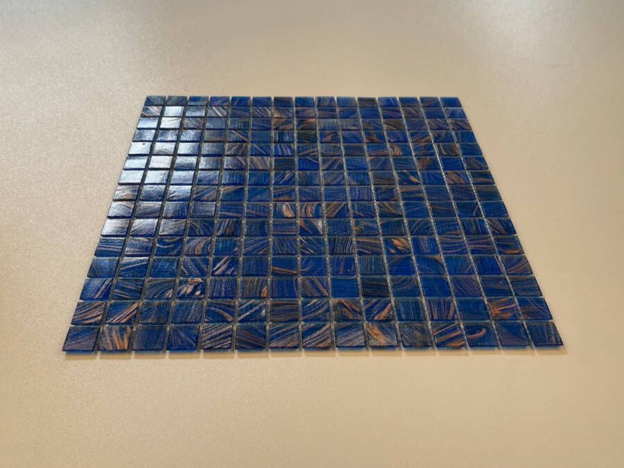 The Mosaic Factory Amsterdam Gold Glas mozaïektegel 2x2cm Medium Blue