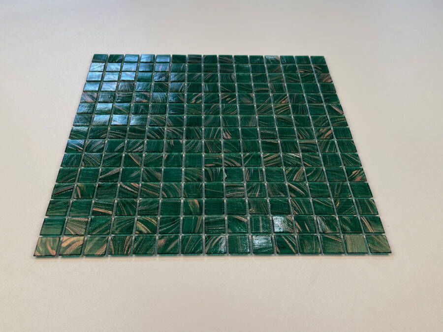 The Mosaic Factory Amsterdam Gold Glas mozaïektegel 2x2cm Medium Green