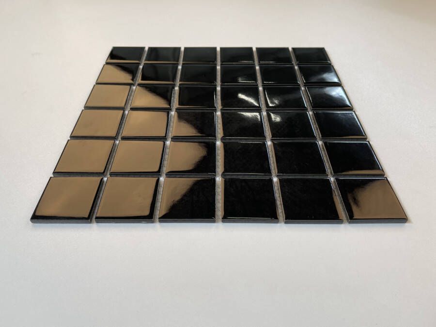 The Mosaic Factory Barcelona mozaïektegel 4 8x4 8cm Black Glossy