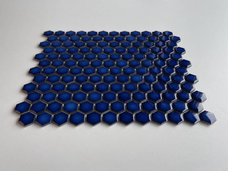 The Mosaic Factory Barcelona mozaïektegel hexagon 2 3x2 6cm Cobalt Blue Glossy