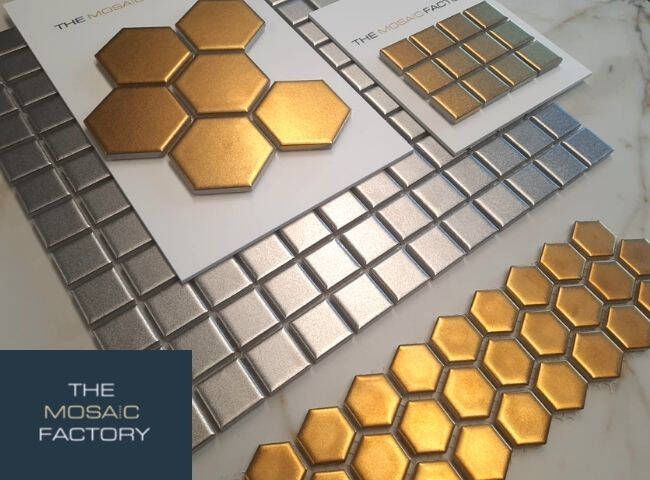 The Mosaic Factory Barcelona mozaïektegel hexagon 2 3x2 6cm Gold Matt Metalic
