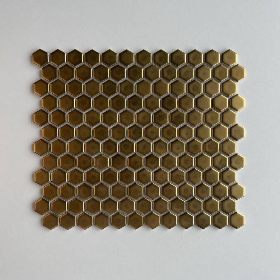 The Mosaic Factory Barcelona mozaïektegel hexagon 2 3x2 6cm Gold Matt Metalic