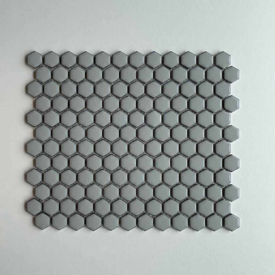 The Mosaic Factory Barcelona mozaïektegel hexagon 2 3x2 6cm Soft Grey Edge Glossy