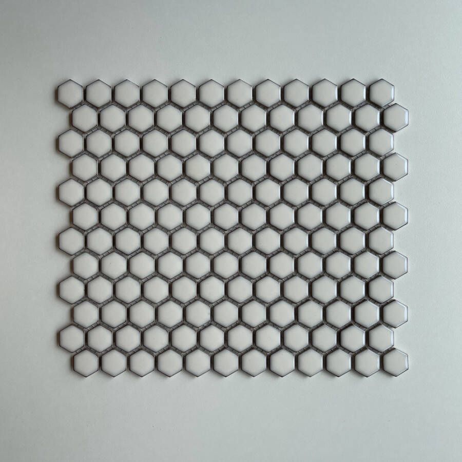 The Mosaic Factory Barcelona mozaïektegel hexagon 2 3x2 6cm Soft White edge Glossy