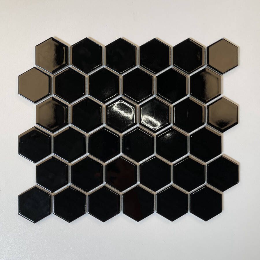 The Mosaic Factory Barcelona mozaïektegel hexagon 5 1x5 9cm Black Glossy