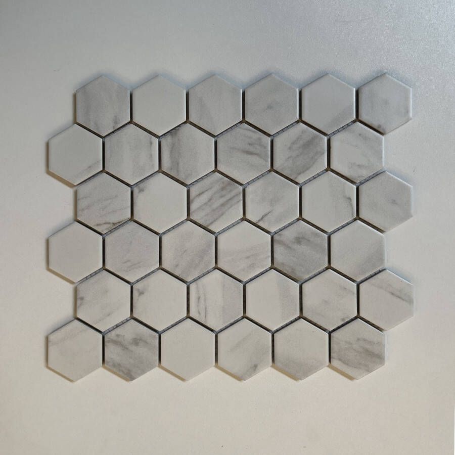 The Mosaic Factory Barcelona mozaïektegel hexagon 5 1x5 9cm Carrara White Marble Matt