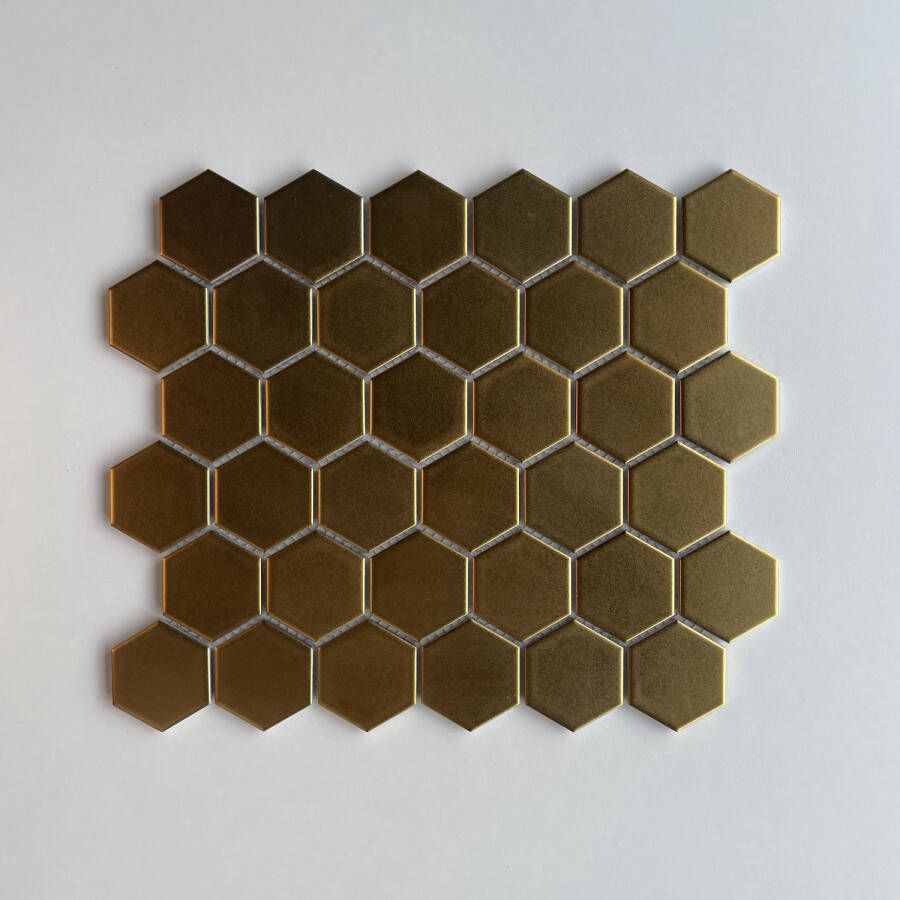 The Mosaic Factory Barcelona mozaïektegel hexagon 5 1x5 9cm Gold Matt Metalic