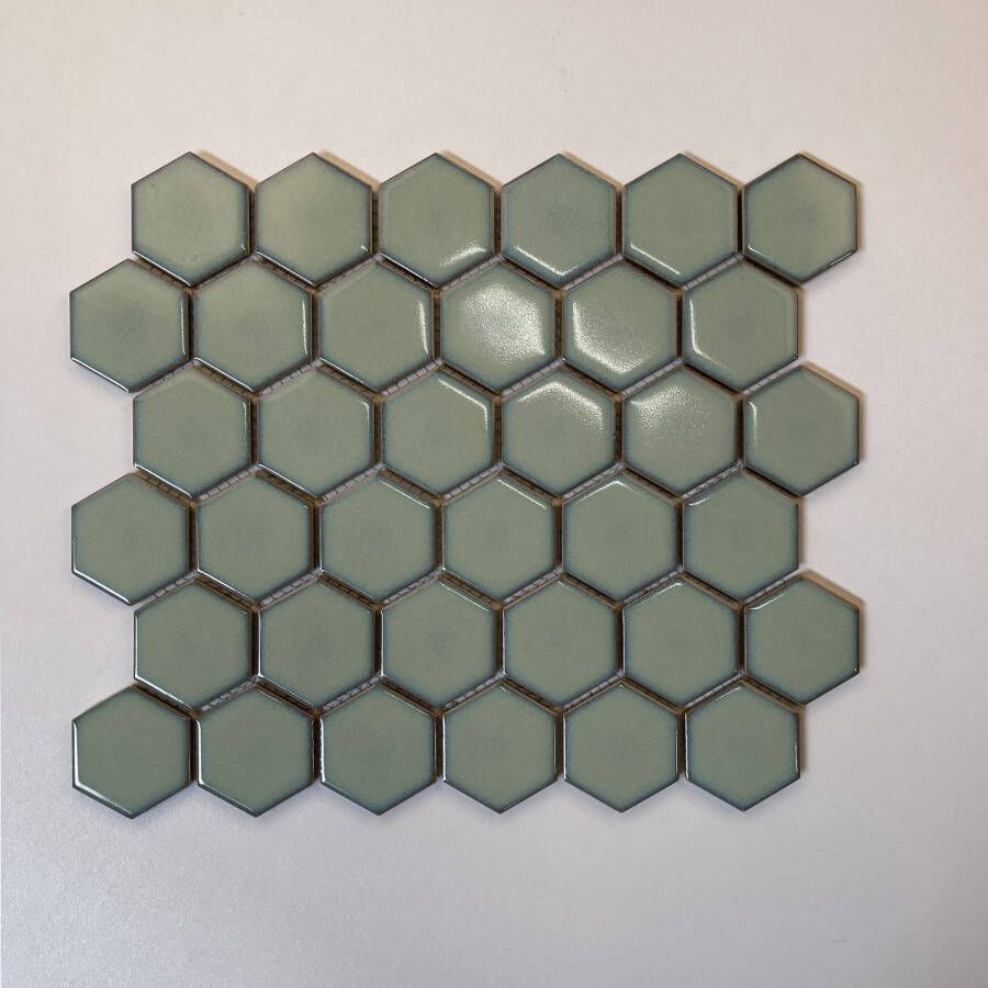 The Mosaic Factory Barcelona mozaïektegel hexagon 5 1x5 9cm Light Green Edge Glossy
